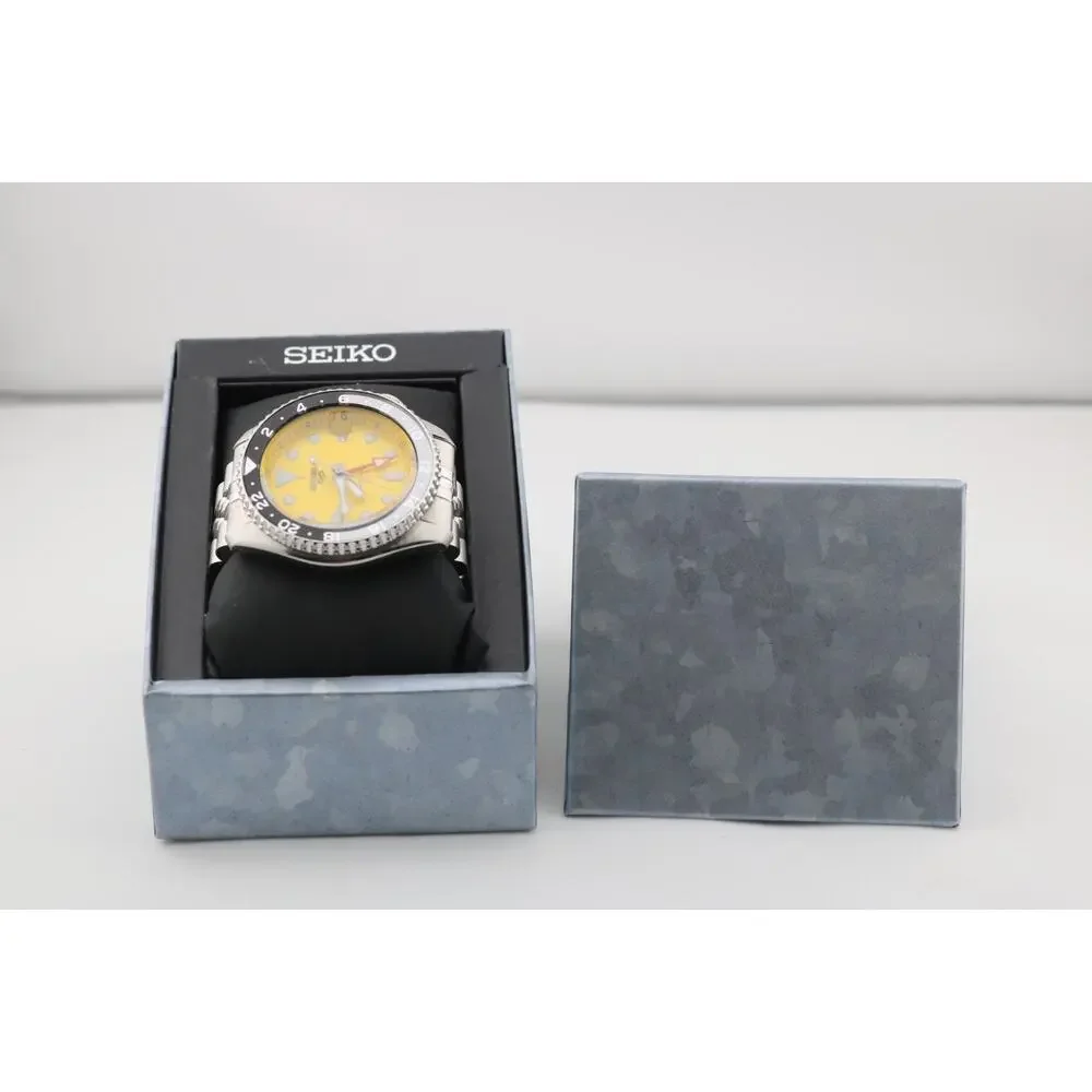Seiko 5 Sport Automatic GMT Steel Band Yellow Dial Watch SSK017 Made In Japan